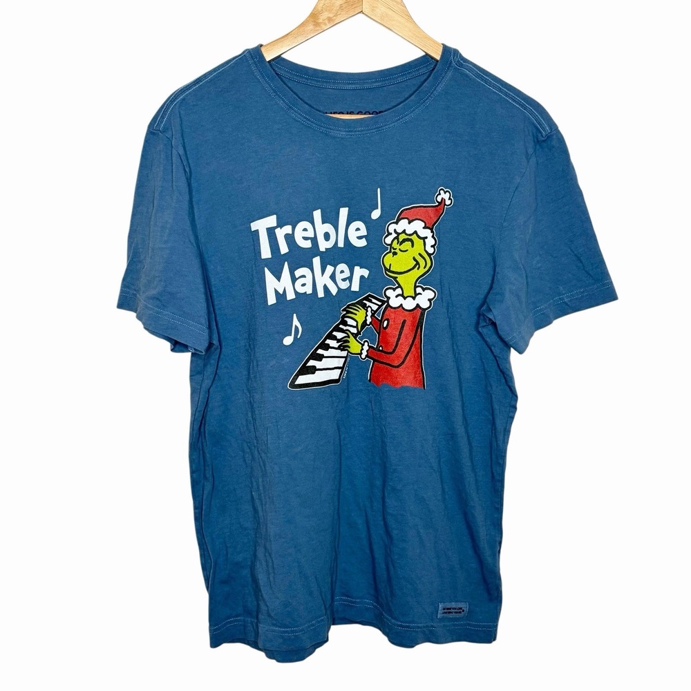 Life Is Good Treble Maker Grinch T-Shirt Mens Small Crusher Lite Christmas Music